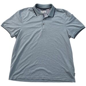 TED BAKER LONDON men's light blue argyle print collared polo shirt, 5/L.